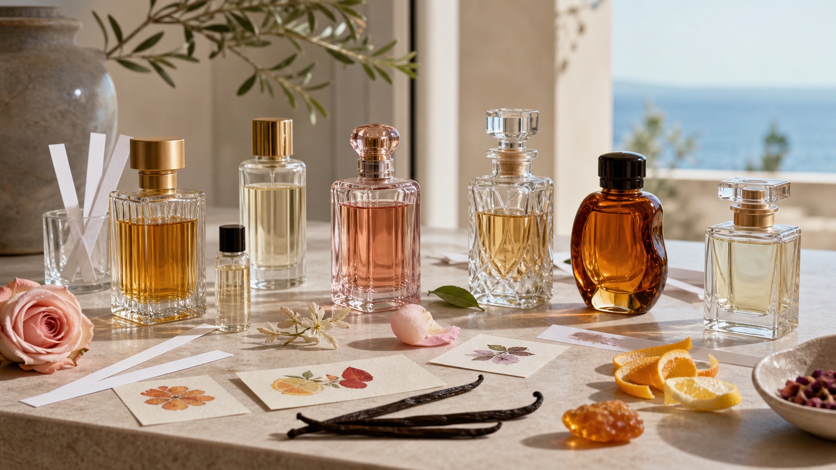 Perfumes árabes sin marca con blotters y notas olfativas para comparar equivalencias